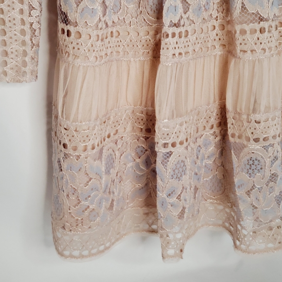 BCBGMaxAzria Pia Long Sleeve Lace Dress - Pink - Picture 4 of 16